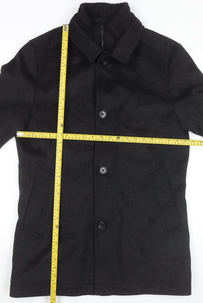 Mens UK Size M Marks and Spencer Black Overcoat