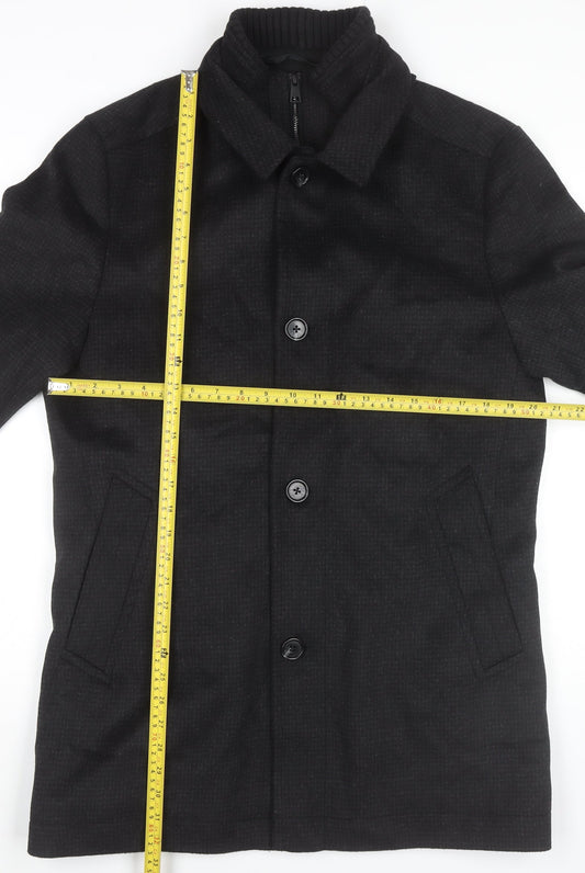 Mens UK Size M Marks and Spencer Black Overcoat
