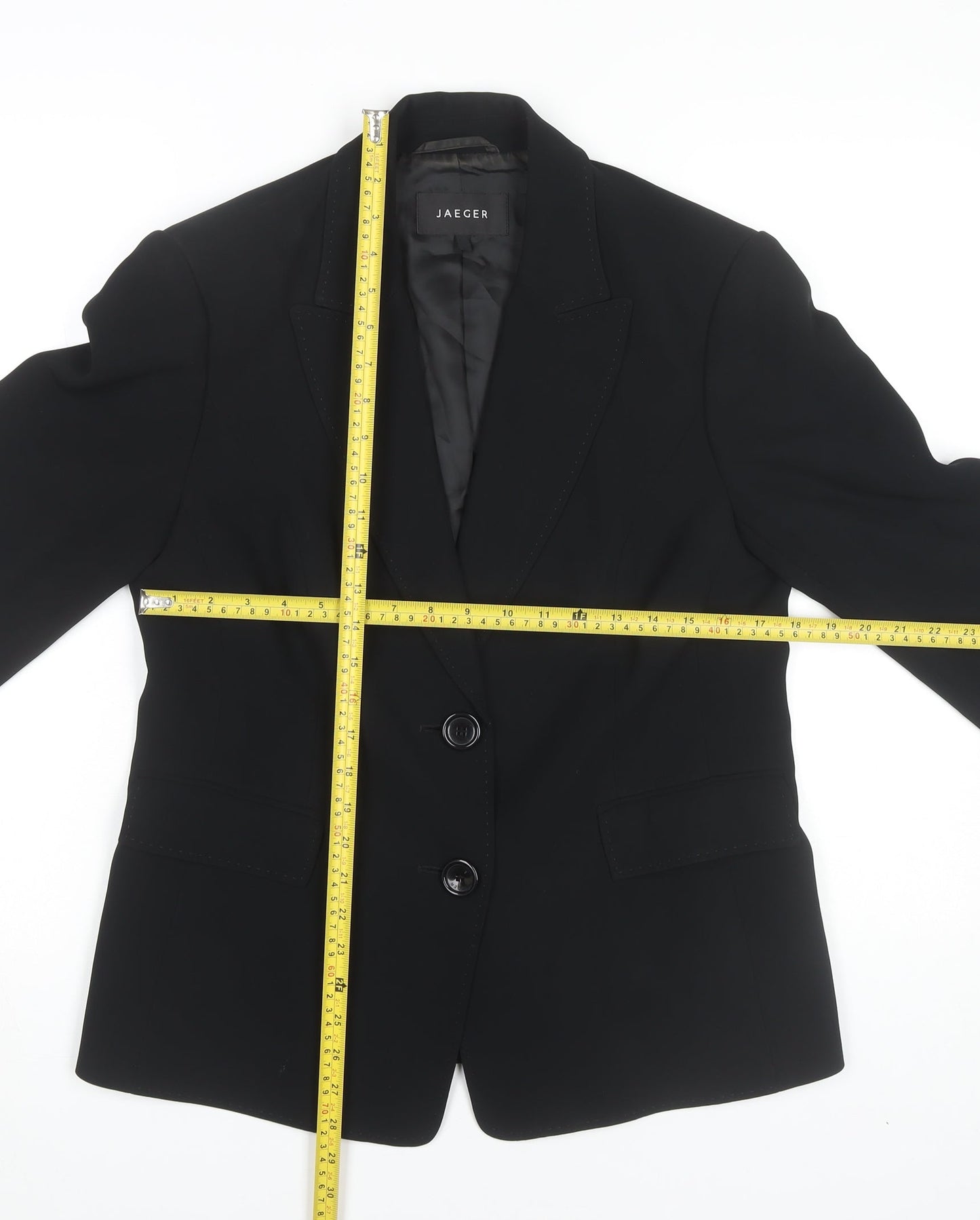 Jaeger Women's Black Size 14 Tailored Suit Jacket Blazer