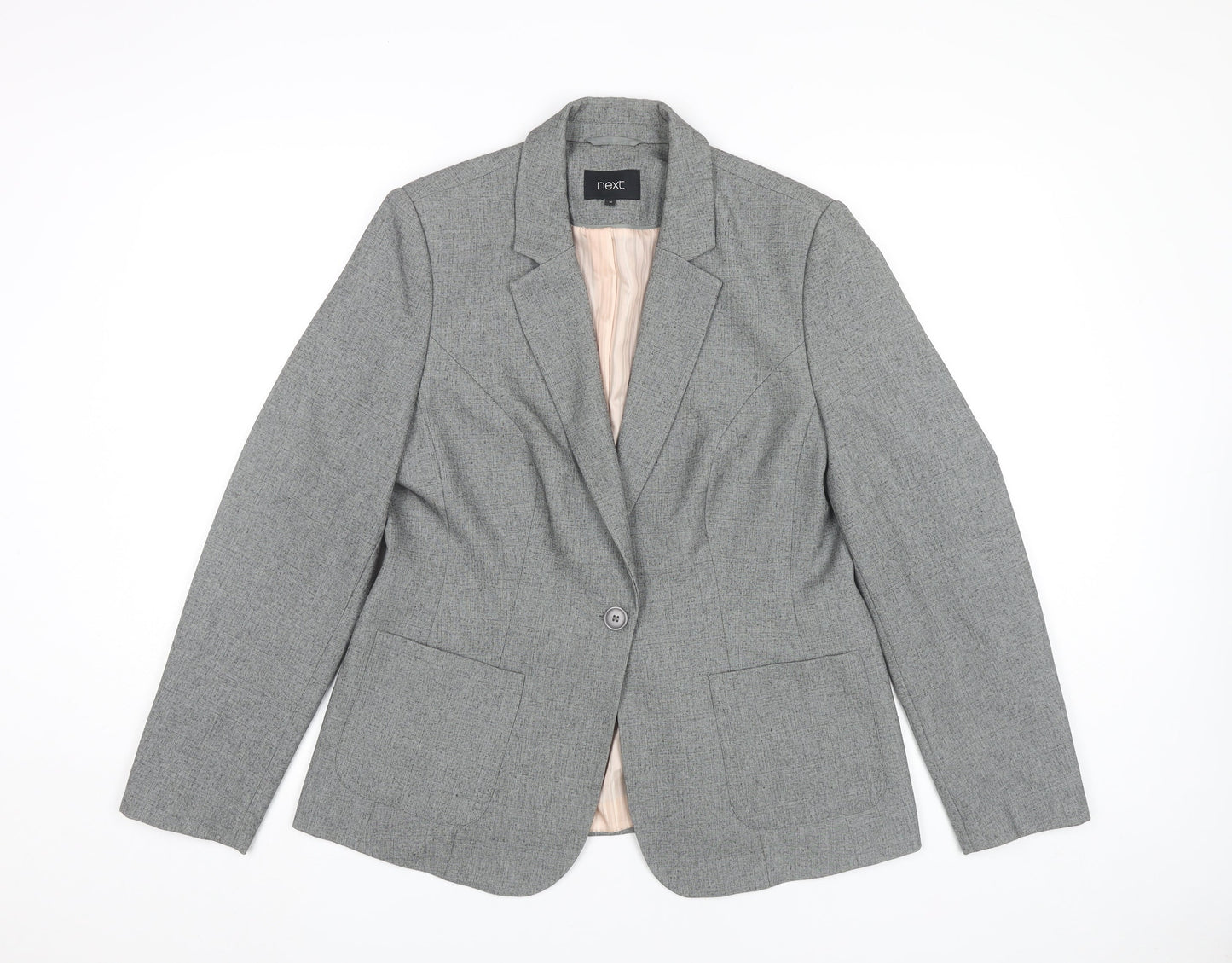 Next Women’s Grey Blazer Size 16 Regular Fit One Button Jacket