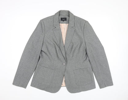 Next Women’s Grey Blazer Size 16 Regular Fit One Button Jacket