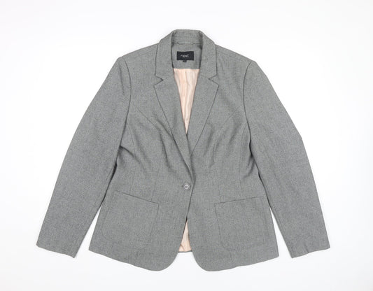Next Women’s Grey Blazer Size 16 Regular Fit One Button Jacket