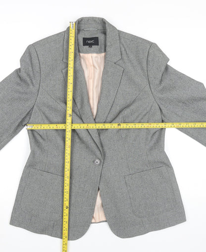 Next Women’s Grey Blazer Size 16 Regular Fit One Button Jacket