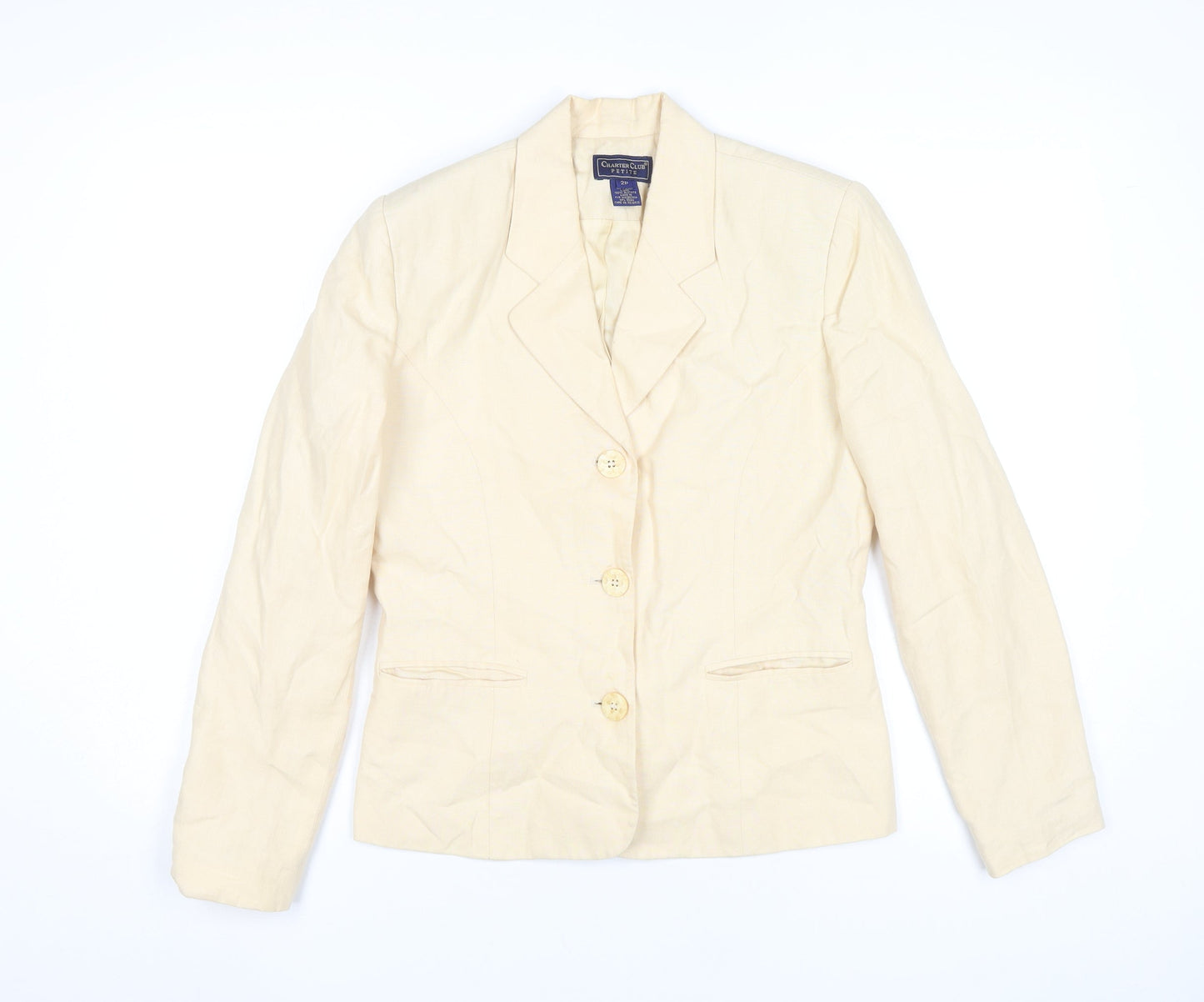 Charter Club Women’s Beige Linen Petite 2P Blazer Jacket
