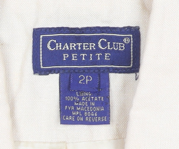 Charter Club Women’s Beige Linen Petite 2P Blazer Jacket