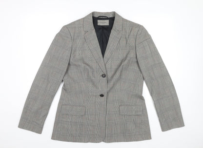Jaeger Womens Grey Check Wool Blend Blazer Jacket Size 12