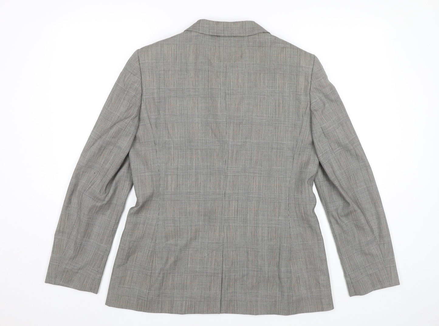 Jaeger Womens Grey Check Wool Blend Blazer Jacket Size 12