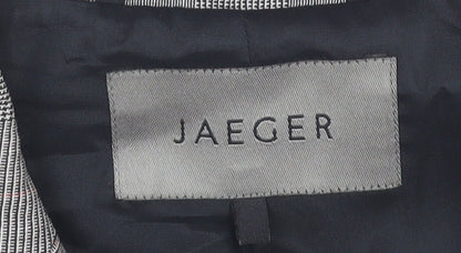 Jaeger Womens Grey Check Wool Blend Blazer Jacket Size 12
