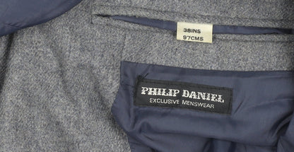 Philip Daniel Mens Grey Wool Blend Blazer Jacket 38in Chest