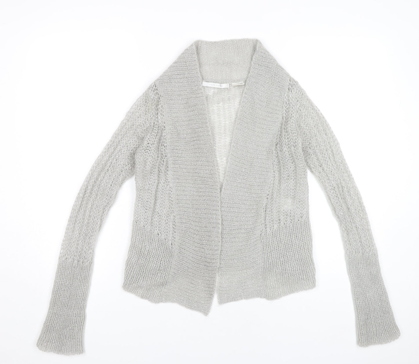 Côte Femme Womens Grey Open-Knit Mohair Blend Cardigan UK 6