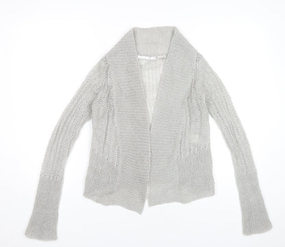 Côte Femme Womens Grey Open-Knit Mohair Blend Cardigan UK 6