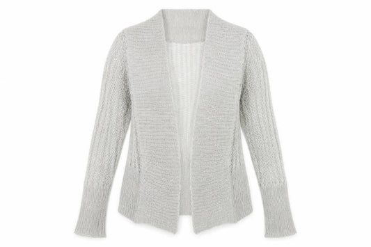 Côte Femme Womens Grey Open-Knit Mohair Blend Cardigan UK 6