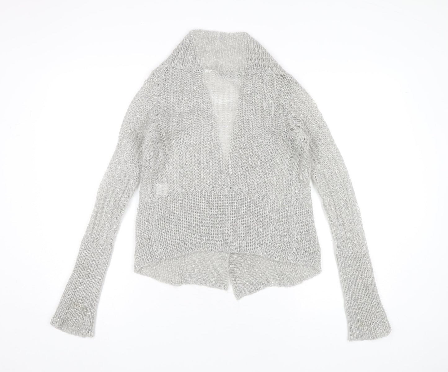 Côte Femme Womens Grey Open-Knit Mohair Blend Cardigan UK 6