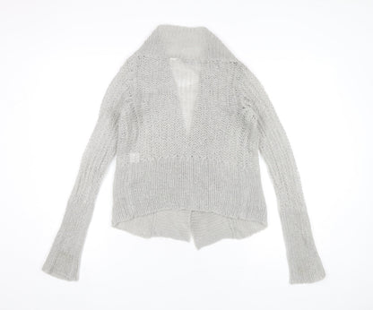 Côte Femme Womens Grey Open-Knit Mohair Blend Cardigan UK 6