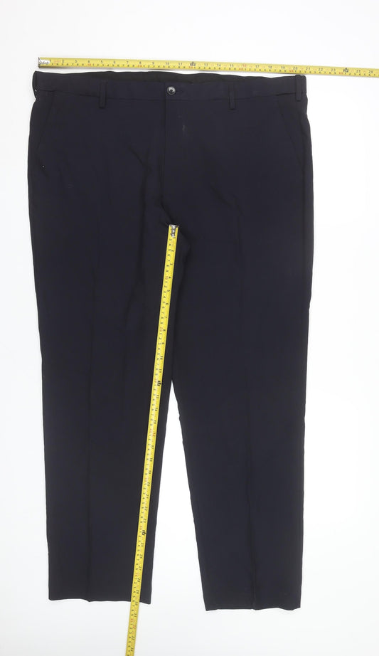 Marks and Spencer Men’s Navy Blue 42W 31L Regular Fit Dress Pants