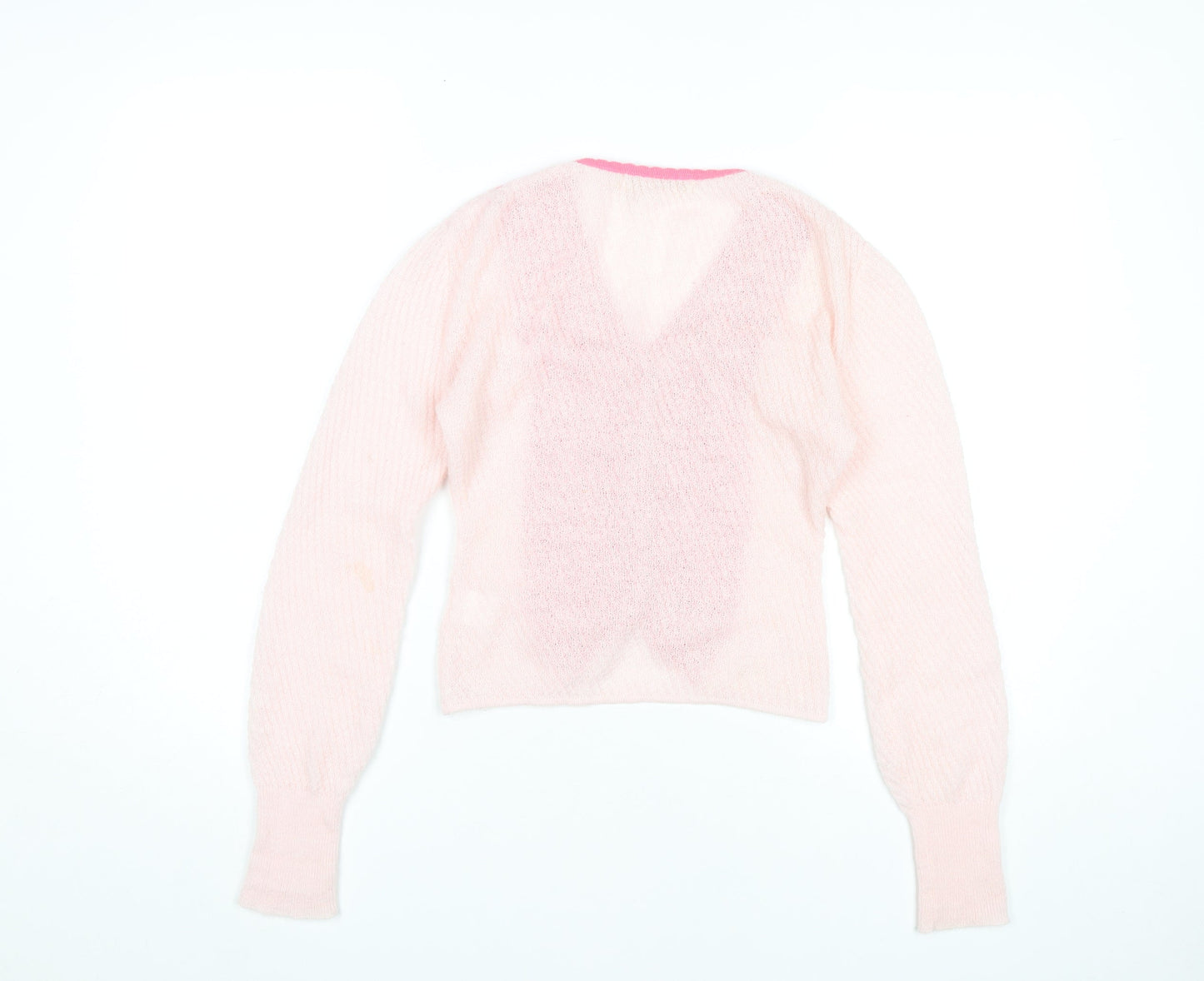 DoggyQin Women’s Pink XS V-Neck Slim Knit Button Cardigan