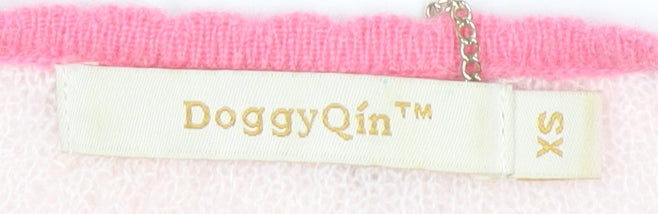 DoggyQin Women’s Pink XS V-Neck Slim Knit Button Cardigan