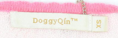 DoggyQin Women’s Pink XS V-Neck Slim Knit Button Cardigan