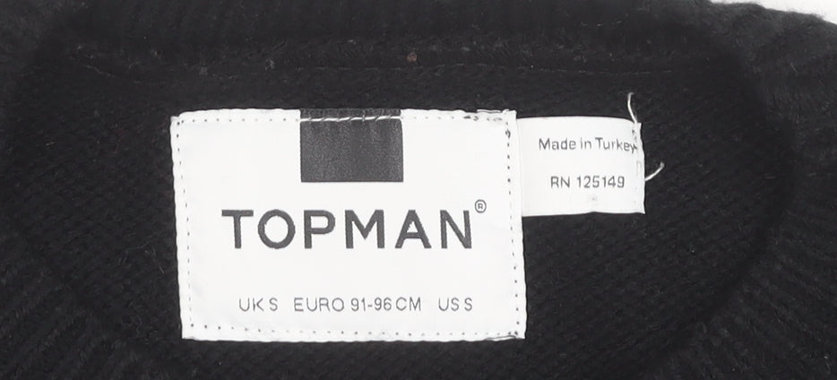 Topman Men's Black Christmas Dog Jumper Size S Crew Neck Pullover