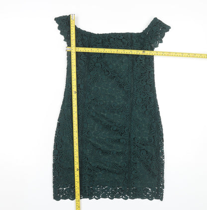 Mango Women’s Green Lace Off Shoulder Sheath Dress Size 8