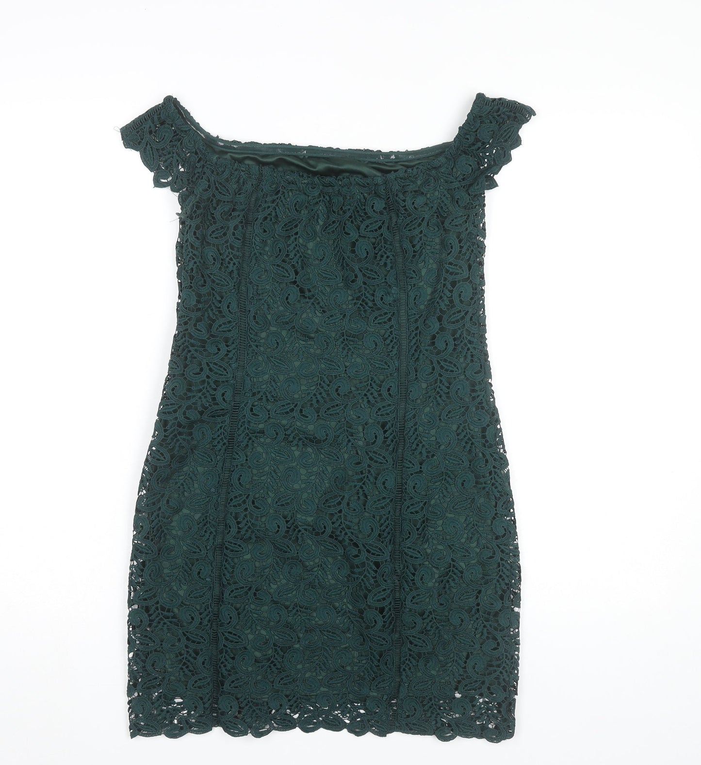 Mango Women’s Green Lace Off Shoulder Sheath Dress Size 8