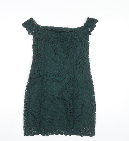 Mango Women’s Green Lace Off Shoulder Sheath Dress Size 8