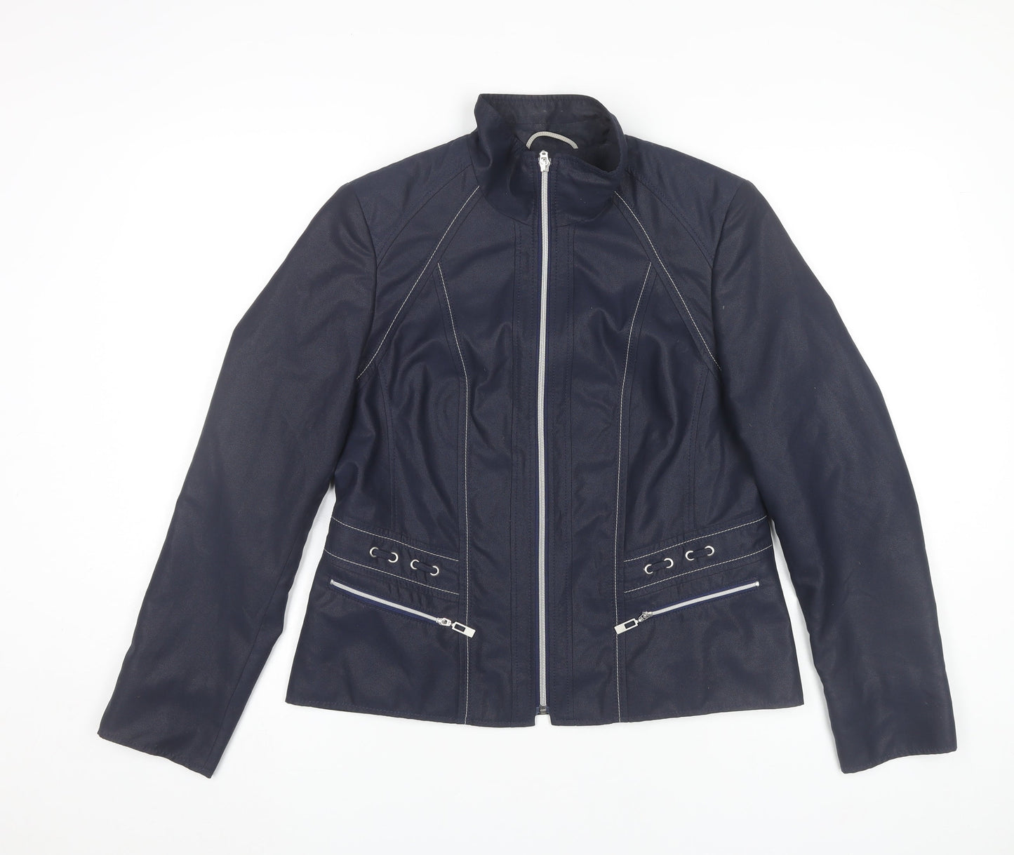 KSTN Womens Blue Polyester Jacket UK 14 Zip Pockets Casual