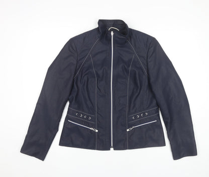 KSTN Womens Blue Polyester Jacket UK 14 Zip Pockets Casual