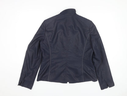 KSTN Womens Blue Polyester Jacket UK 14 Zip Pockets Casual