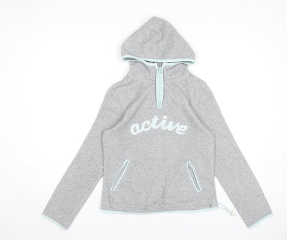 Active Women’s Grey Hoodie Sweatshirt Size 8-10 UK 1/4 Zip