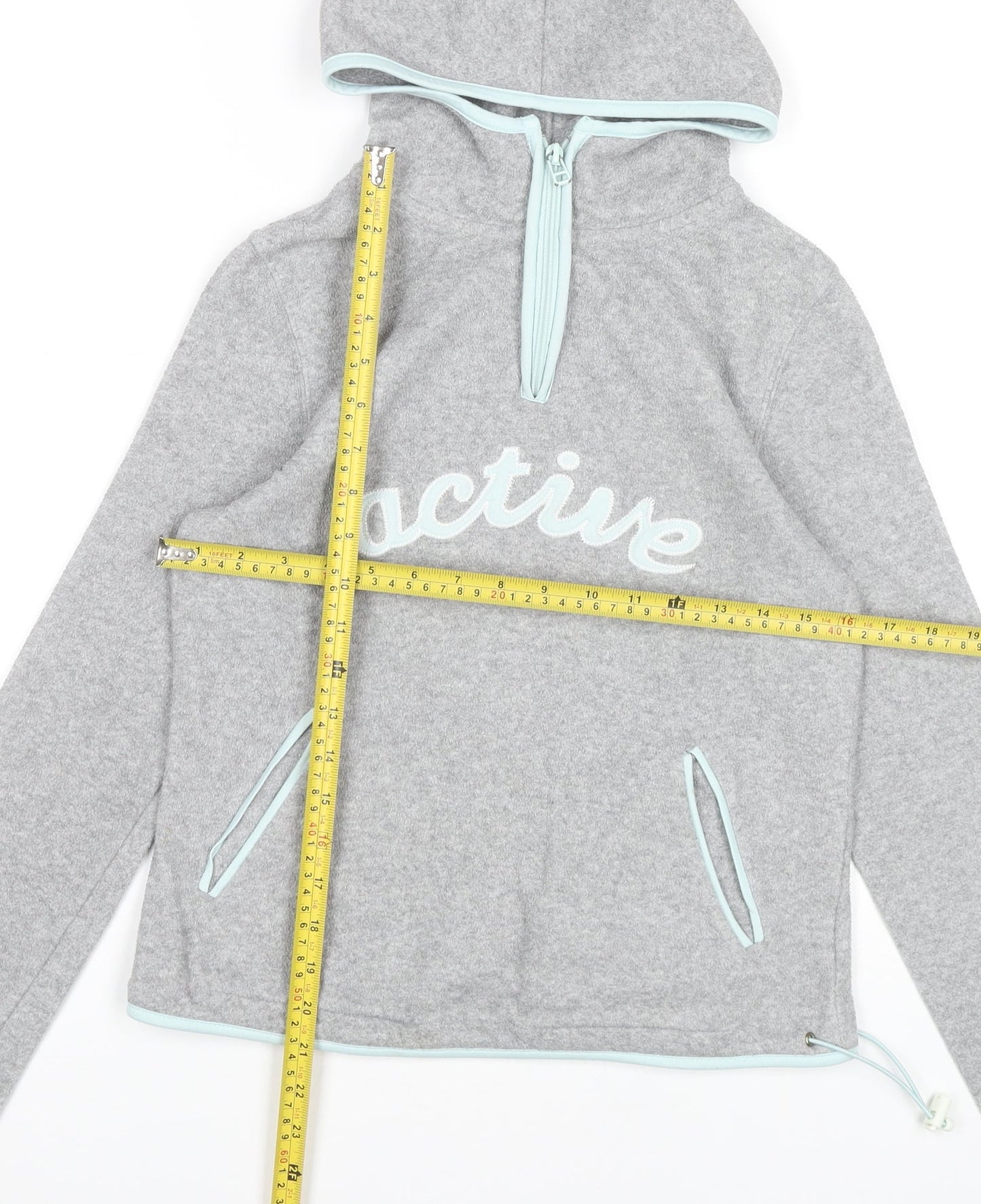 Active Women’s Grey Hoodie Sweatshirt Size 8-10 UK 1/4 Zip