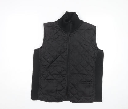 Kenneth Cole Womens Black L Quilted Sleeveless Waistcoat