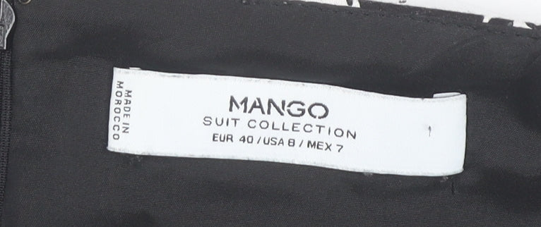 Mango Women's Black Paisley Pencil Skirt Size 12 Knee Length Workwear