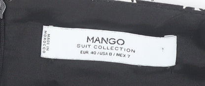 Mango Women's Black Paisley Pencil Skirt Size 12 Knee Length Workwear