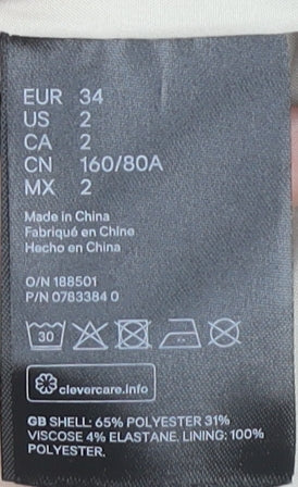 H&M Womens Grey Check Double Breasted Blazer UK 6 Regular Fit