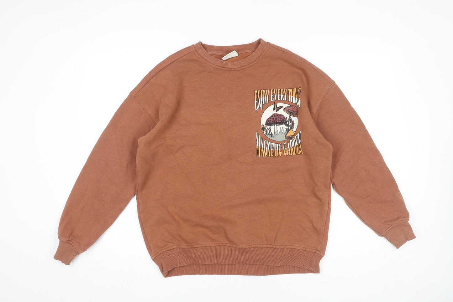 Mens UK Size S Pull&Bear Brown Pullover Sweatshirt