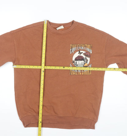 Mens UK Size S Pull&Bear Brown Pullover Sweatshirt