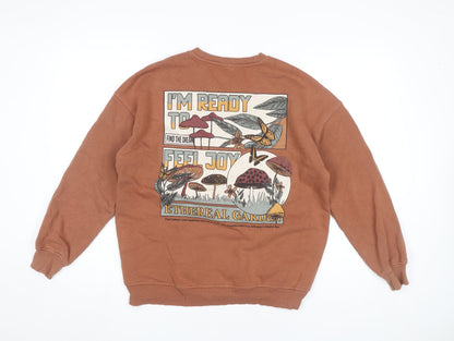 Mens UK Size S Pull&Bear Brown Pullover Sweatshirt