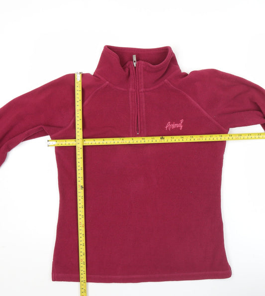 Animal Womens Pink Fleece Sweatshirt M 1/4 Zip Pullover Jumper