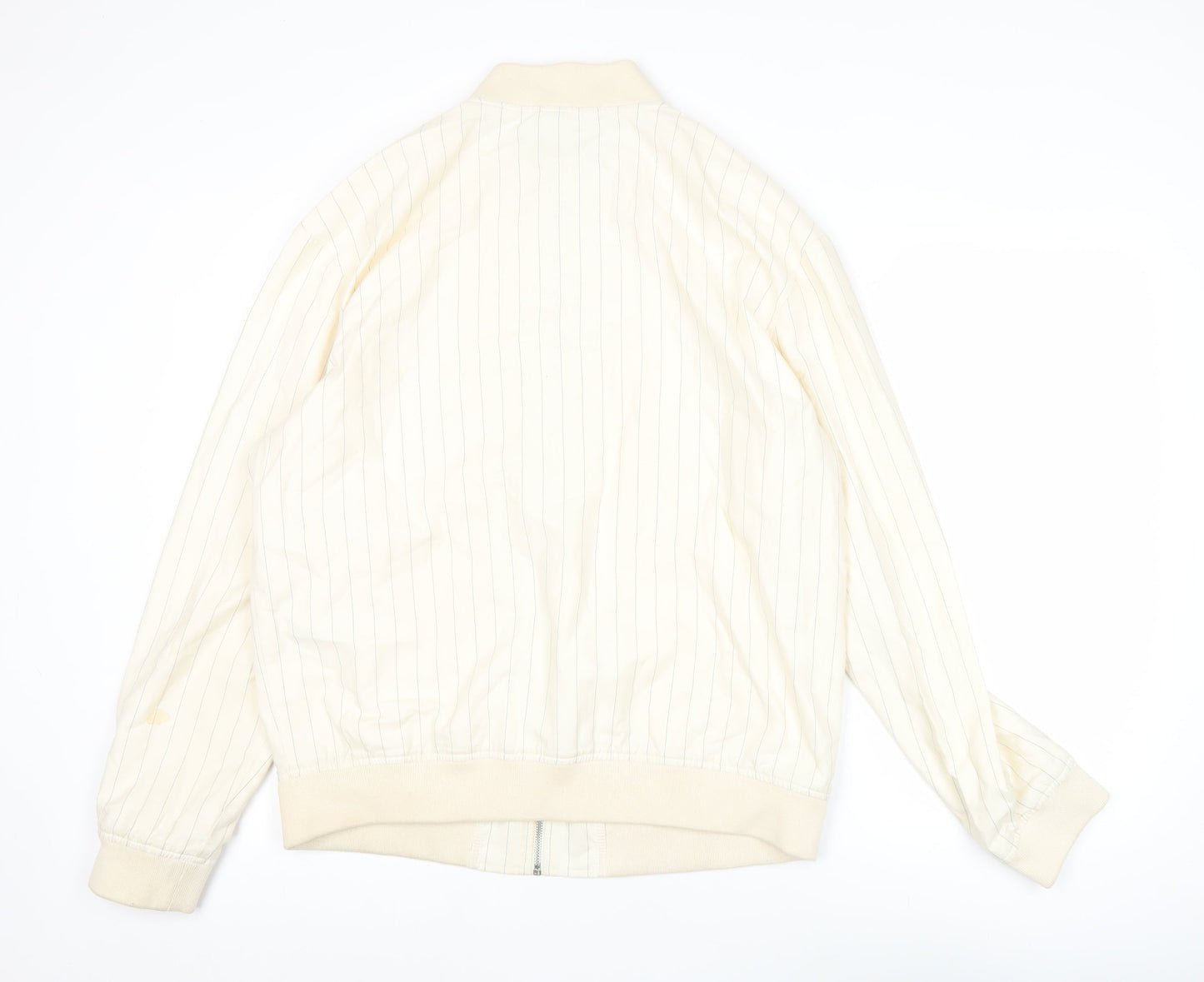 Zara Men’s Ivory Striped Bomber Jacket L Cotton Linen Casual