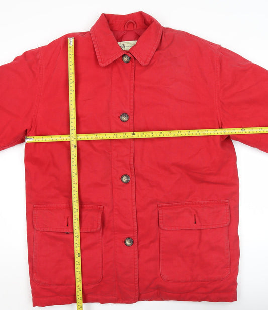 Eddie Bauer Womens Red Cotton Down Lined Button Jacket Size 12