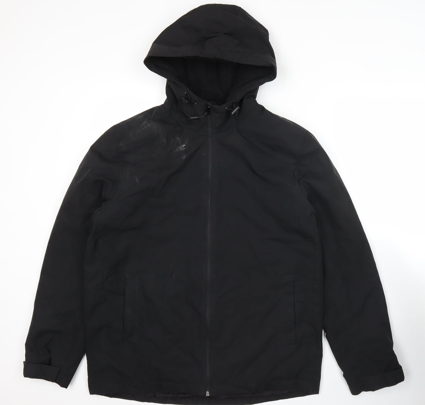 Primark Men’s Black Softshell Hooded Mid-Length Jacket Size M