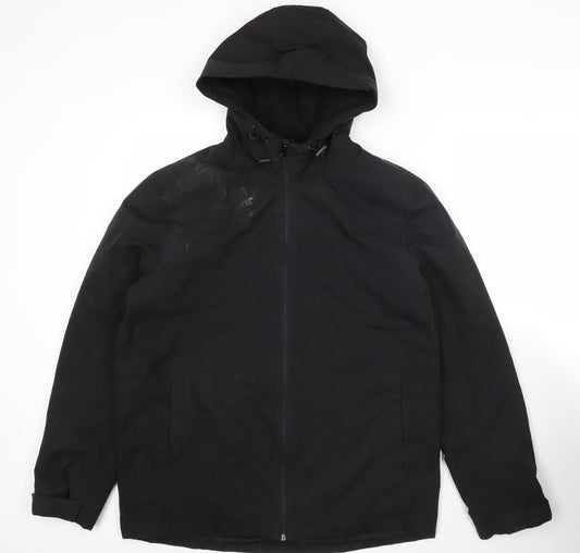 Primark Men’s Black Softshell Hooded Mid-Length Jacket Size M