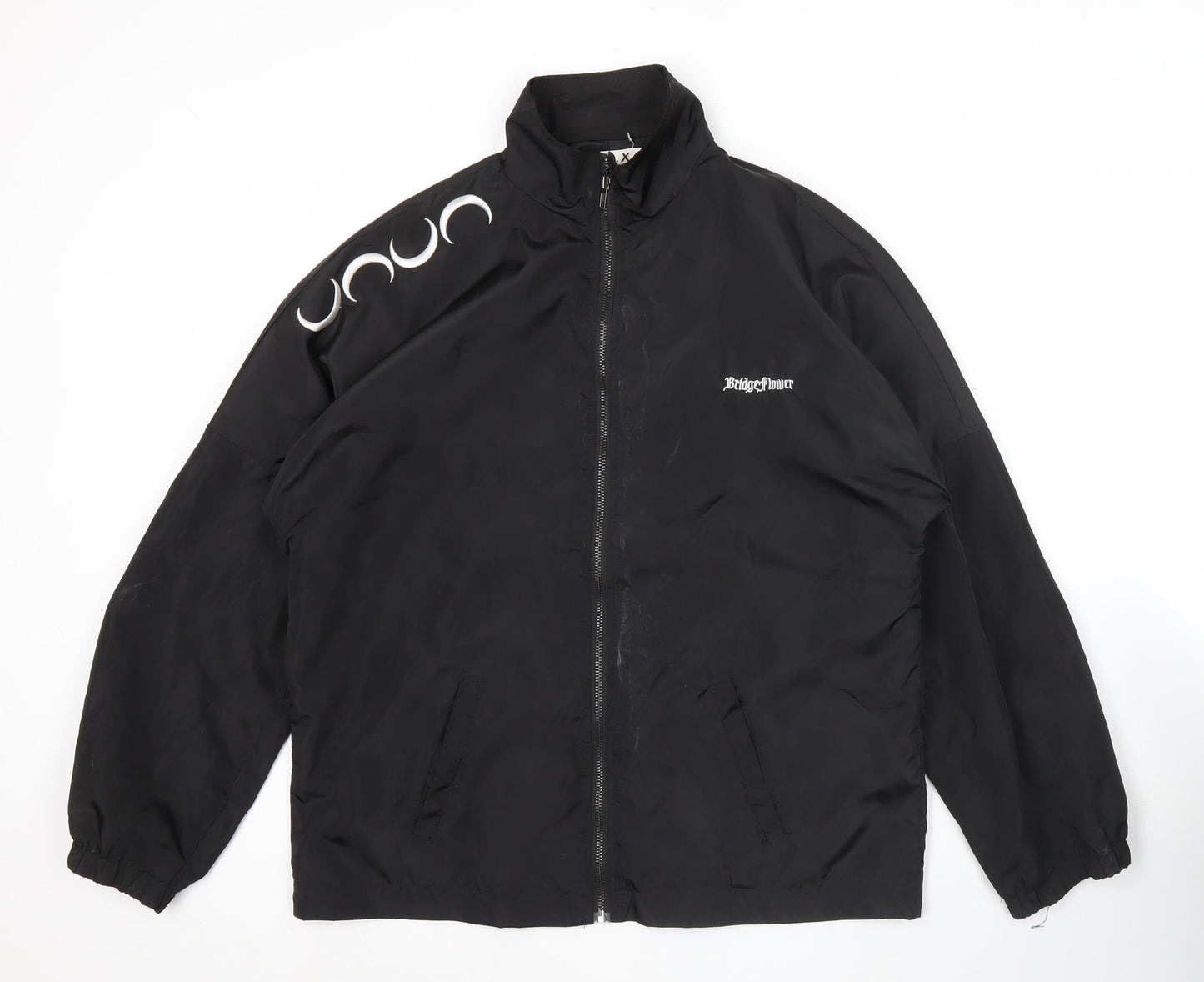 D.X Women’s Black Polyester Bomber Jacket Size M Full Zip Casual