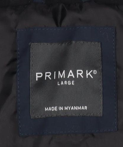 Primark Men’s Blue Hooded Puffer Jacket Size L Regular Fit