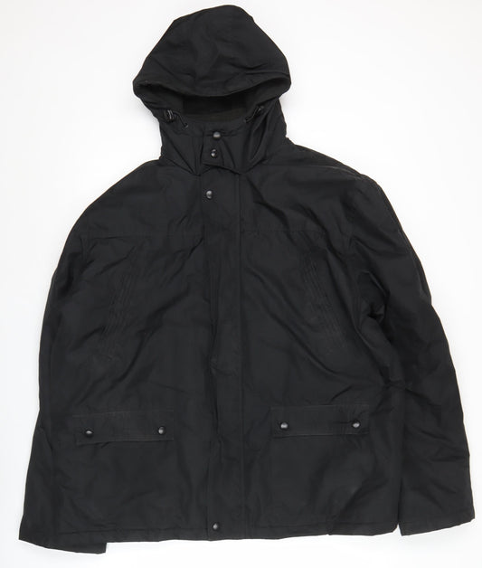 George Men’s Black XL Parka Jacket Hooded Polyester Winter Coat