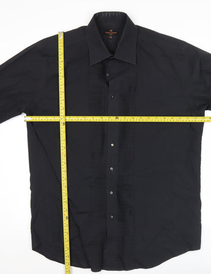 Simon Carter Men’s Black 17/43cm Formal Cotton Pleated Dress Shirt