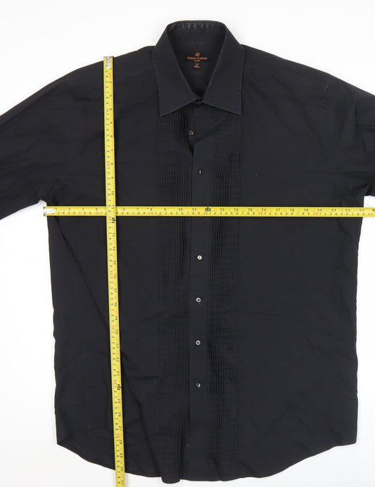 Simon Carter Men’s Black 17/43cm Formal Cotton Pleated Dress Shirt