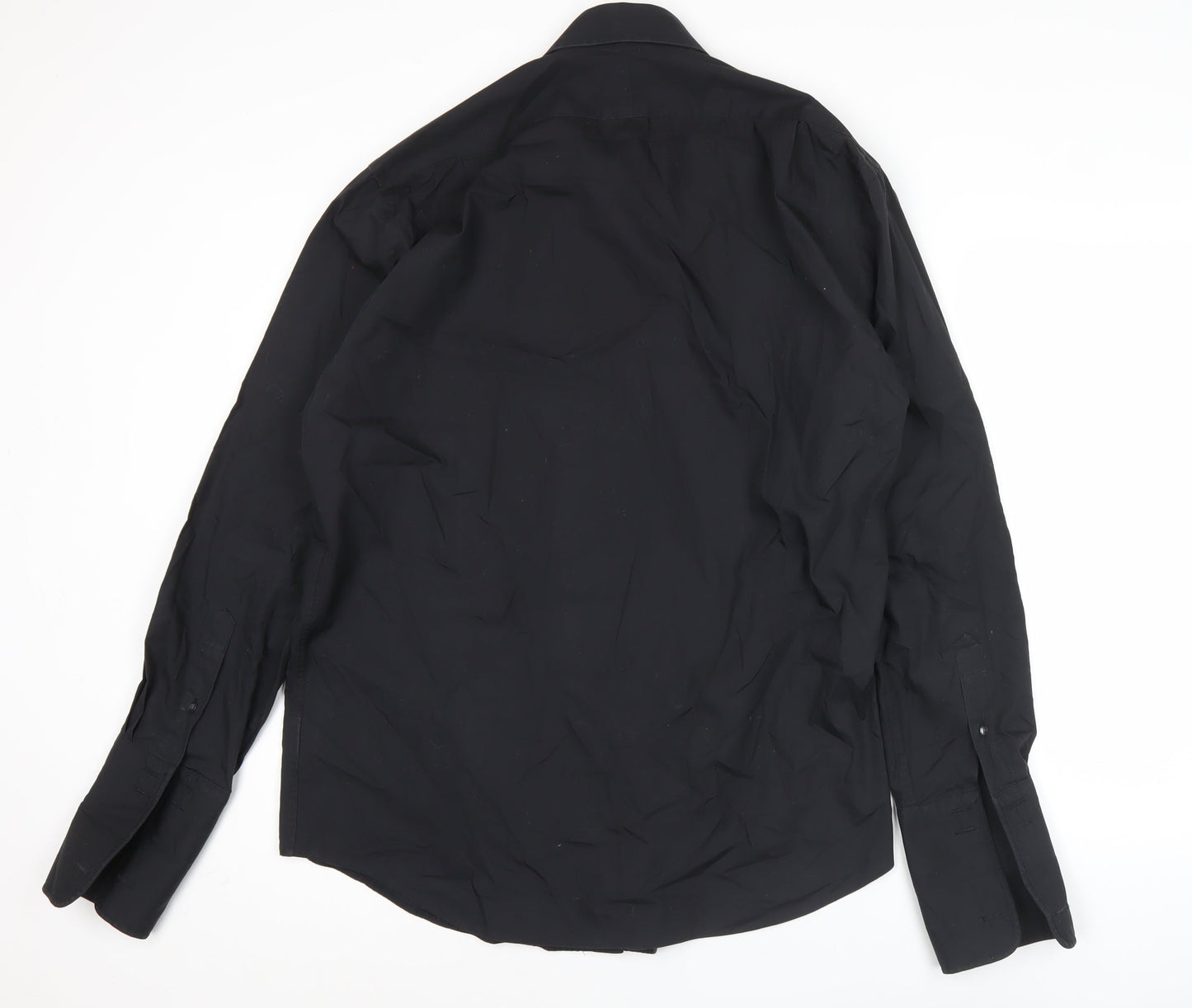 Simon Carter Men’s Black 17/43cm Formal Cotton Pleated Dress Shirt