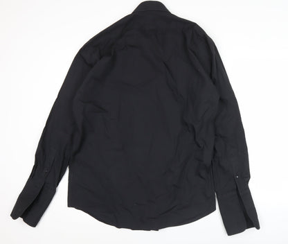 Simon Carter Men’s Black 17/43cm Formal Cotton Pleated Dress Shirt